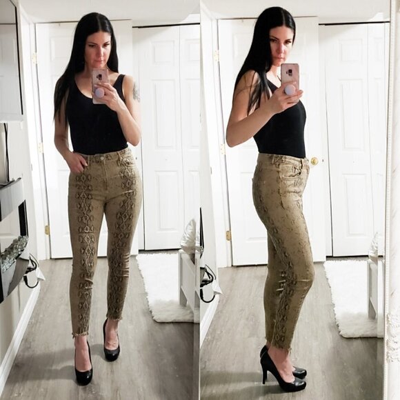 Zara * High Rise Python Print Skinny Jeans * Sz 10 - Picture 1 of 10